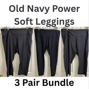 3 Pair Bundle Old Navy Power Soft Black Leggings Size 3X